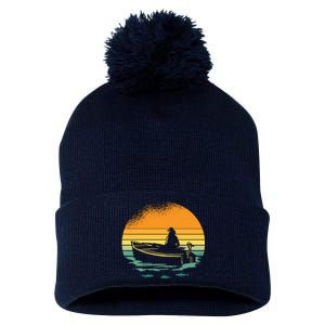 Retro Sunset Boat Pom Pom 12in Knit Beanie