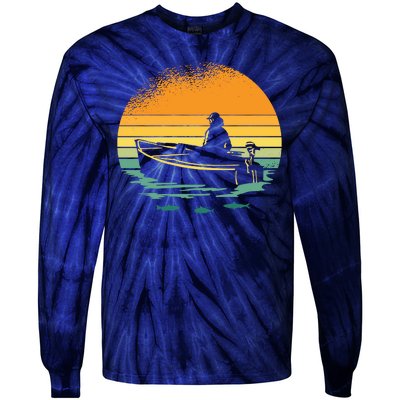 Retro Sunset Boat Tie-Dye Long Sleeve Shirt