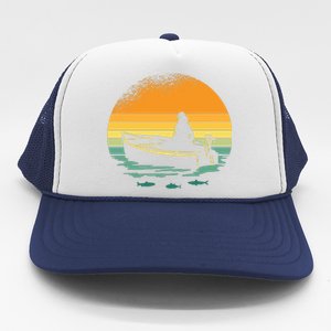 Retro Sunset Boat Trucker Hat