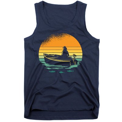 Retro Sunset Boat Tank Top