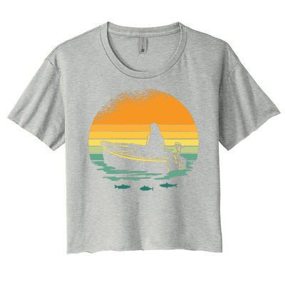 Retro Sunset Boat Women's Crop Top Tee