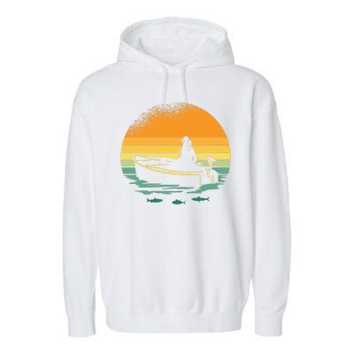 Retro Sunset Boat Garment-Dyed Fleece Hoodie