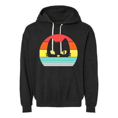 Retro Sunset Cat Garment-Dyed Fleece Hoodie