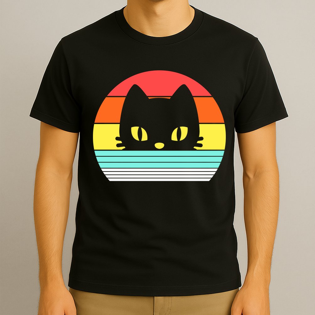 Retro Sunset Cat T-Shirt