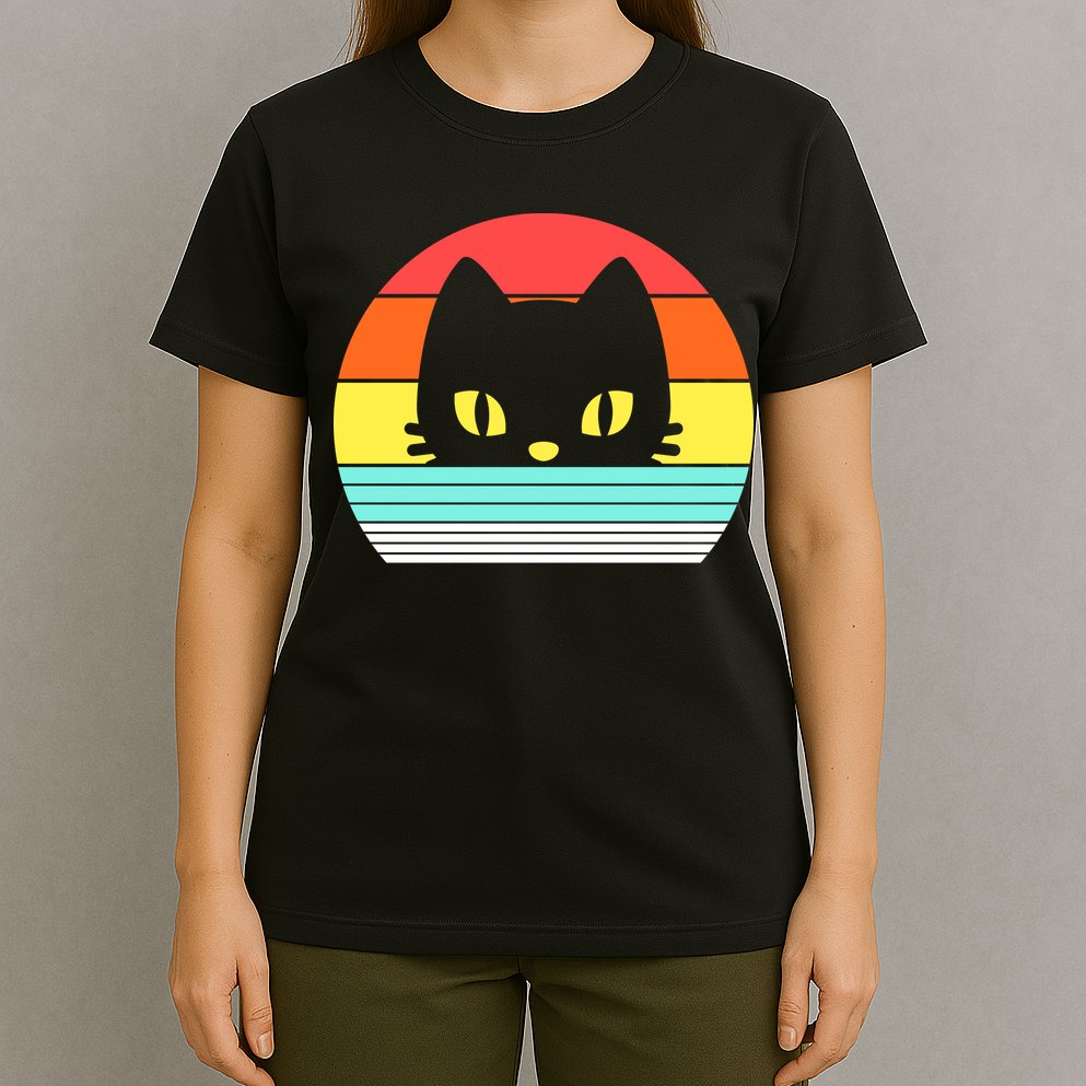 Retro Sunset Cat T-Shirt