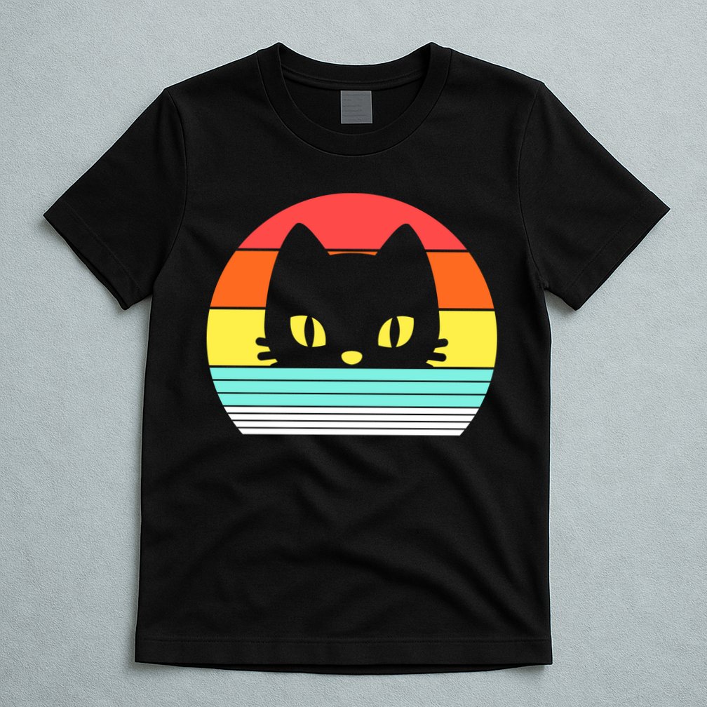 Retro Sunset Cat T-Shirt