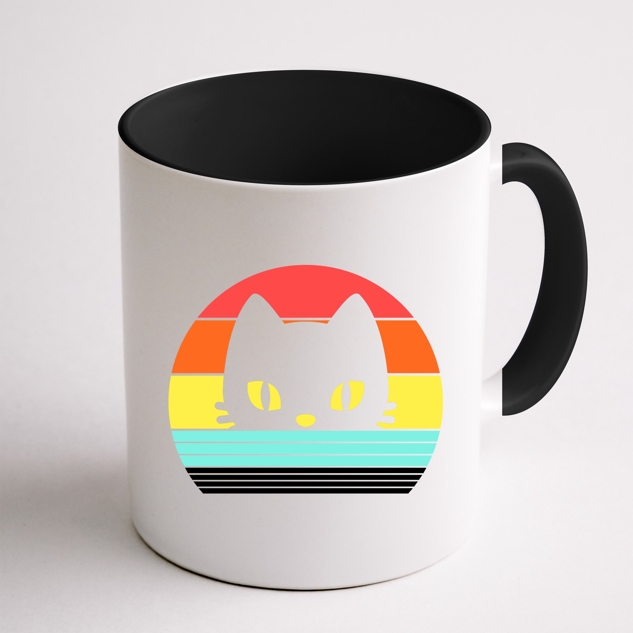 Retro Sunset Cat Mug