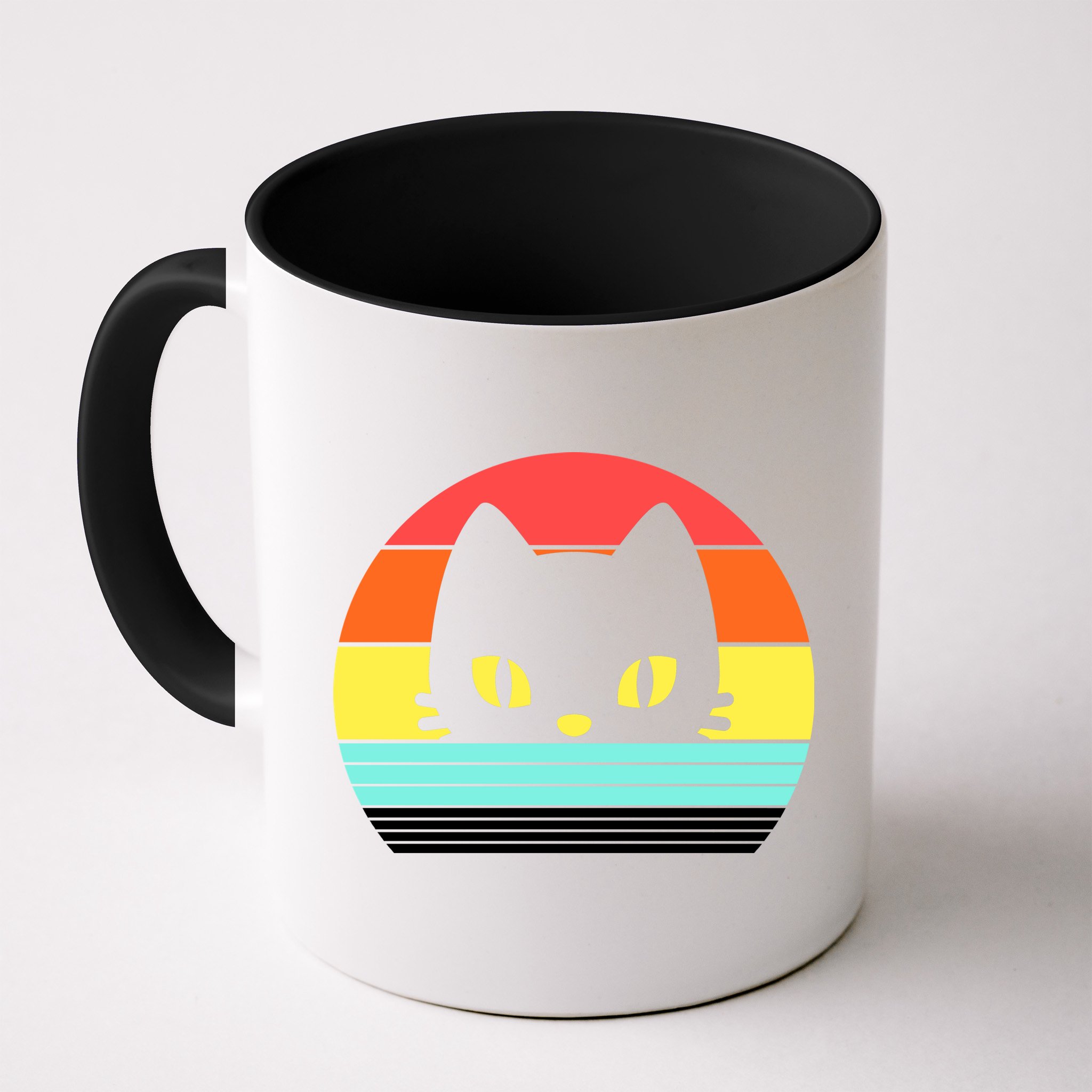 Retro Sunset Cat Mug
