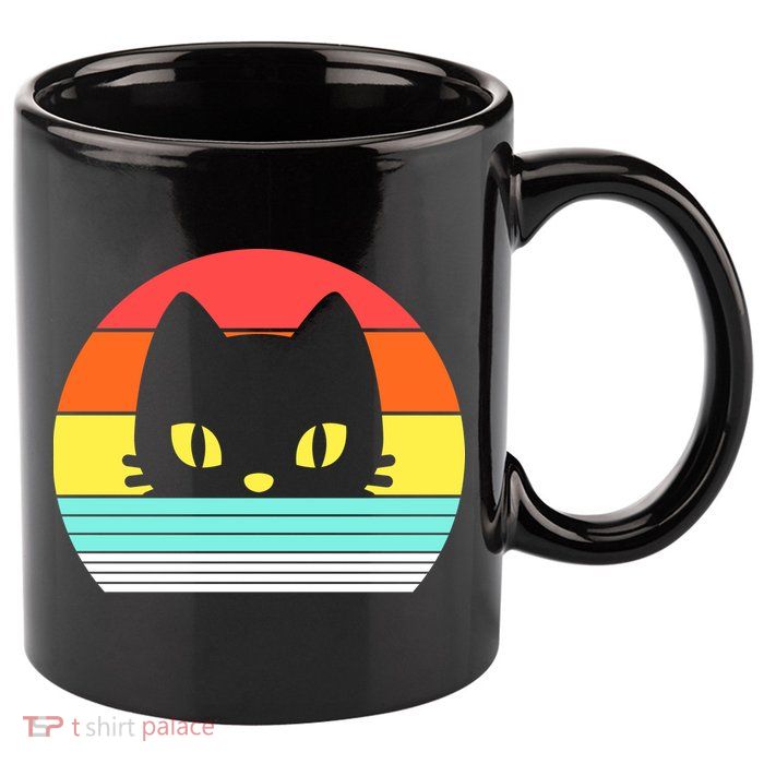 Retro Sunset Cat 11oz C Handle Ceramic Mug