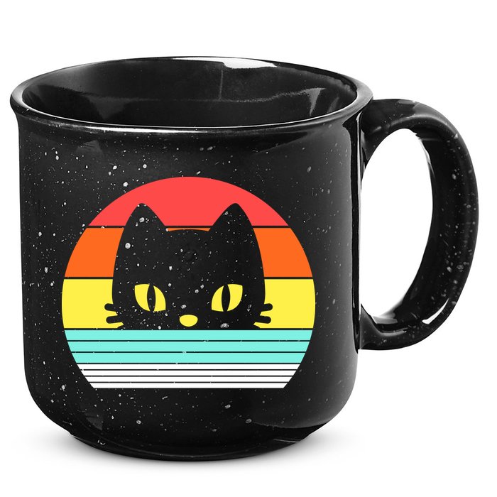 Retro Sunset Cat 15oz Campfire Ceramic Mug