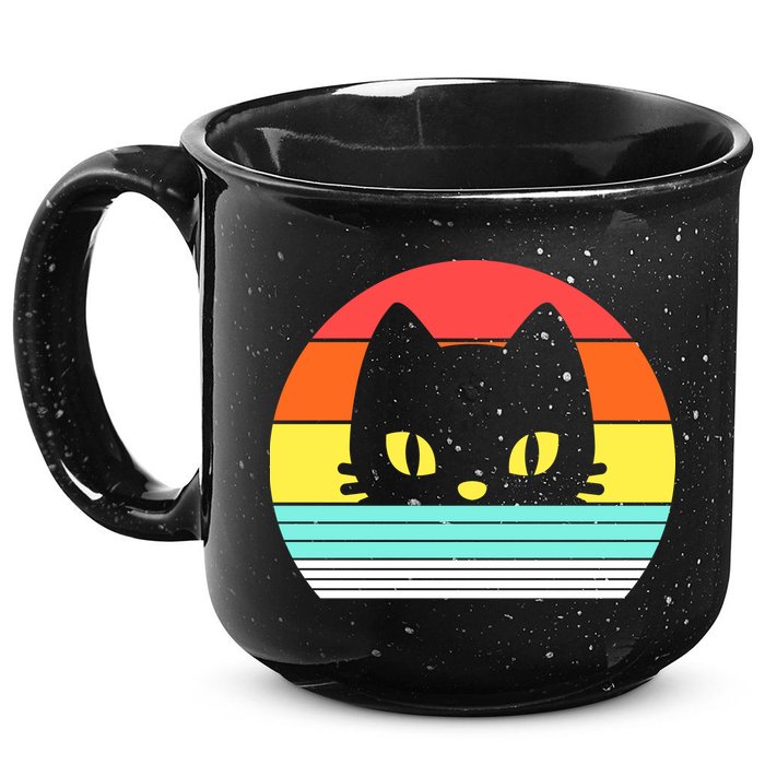 Retro Sunset Cat 15oz Campfire Ceramic Mug