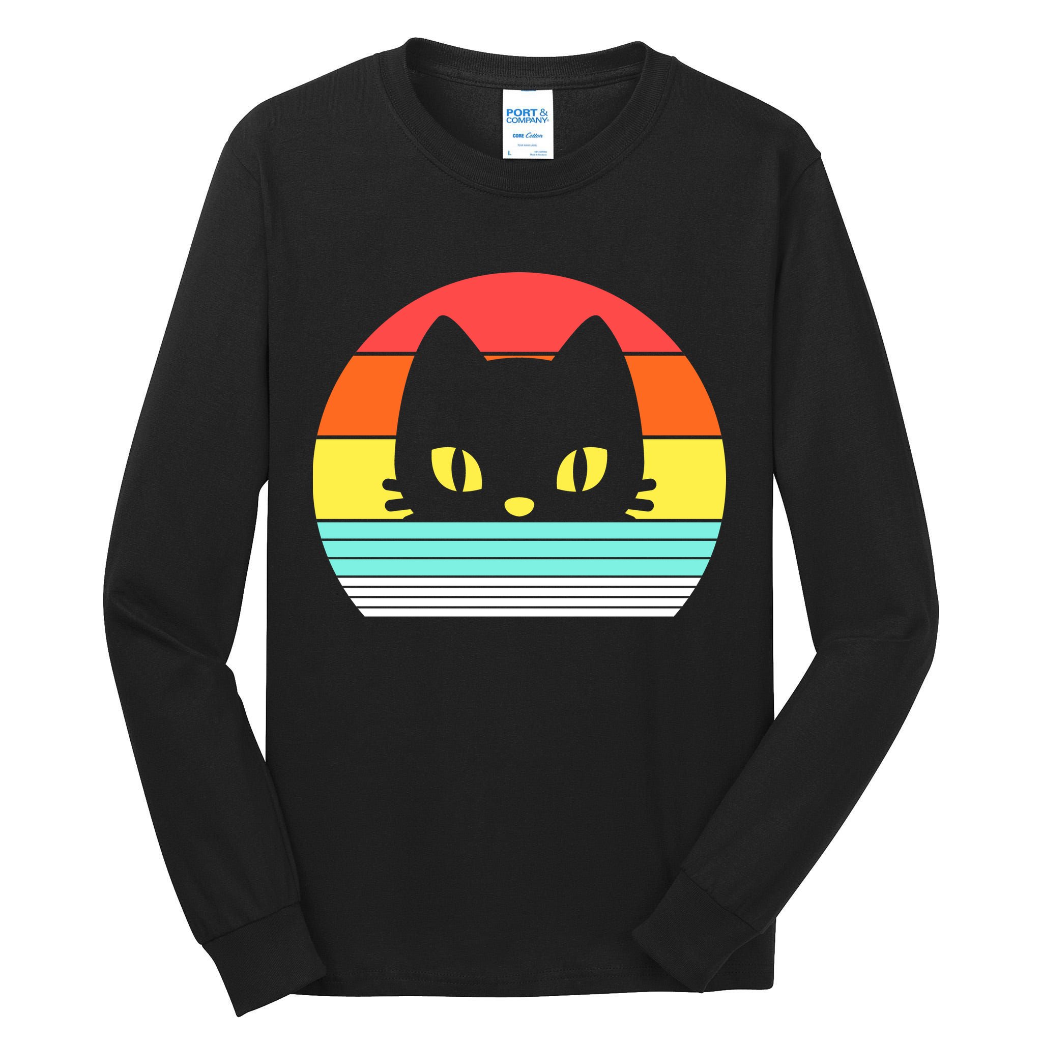 Retro Sunset Cat Tall Long Sleeve T-Shirt