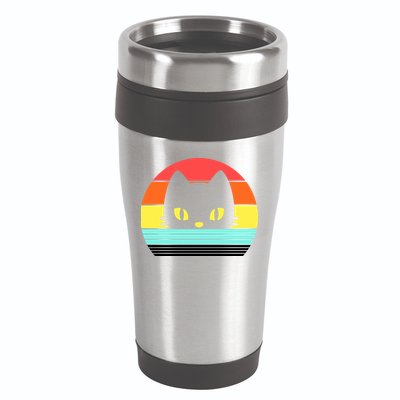Retro Sunset Cat 16oz Travel Tumbler