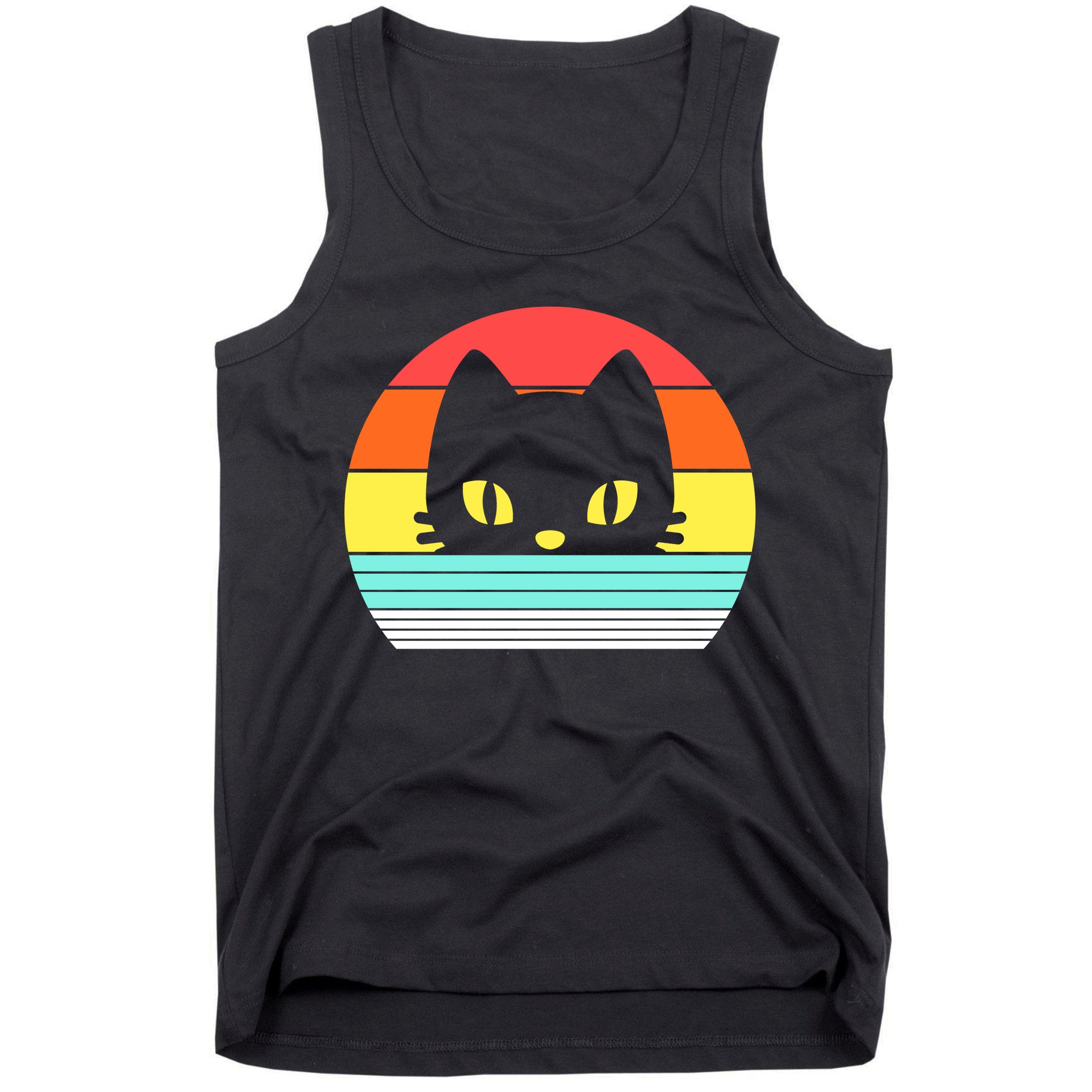 Retro Sunset Cat Tank Top