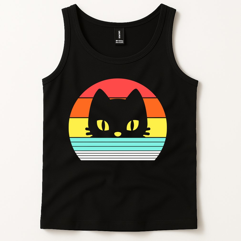 Retro Sunset Cat Tank Top