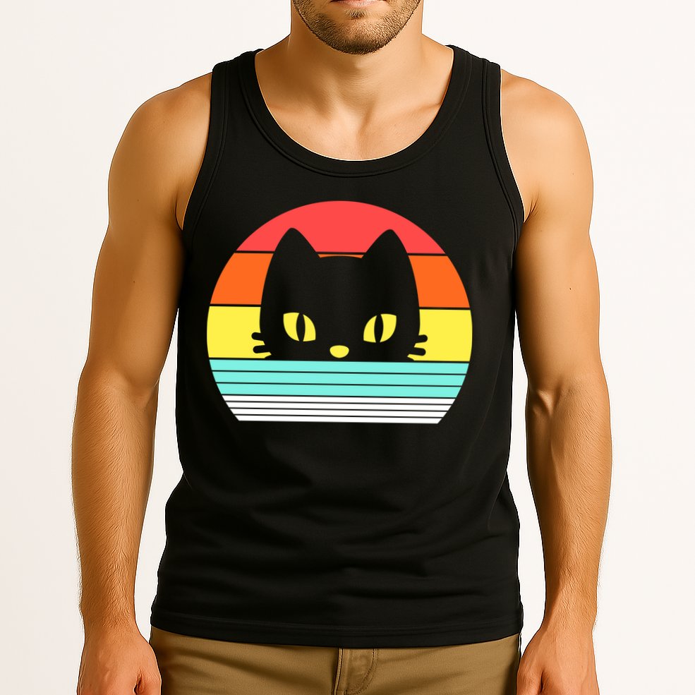 Retro Sunset Cat Tank Top