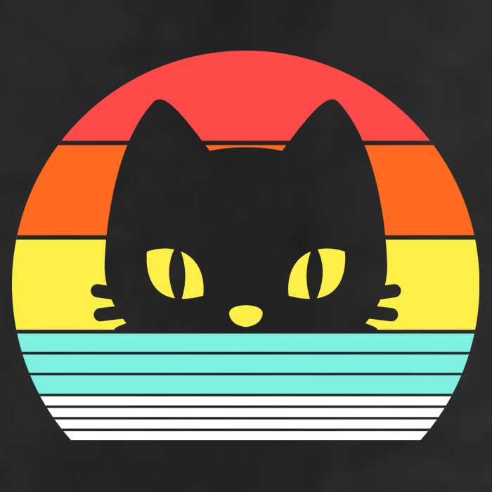 Retro Sunset Cat Golf Towel
