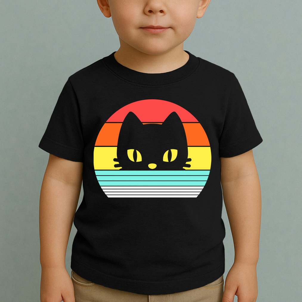Retro Sunset Cat Toddler T-Shirt