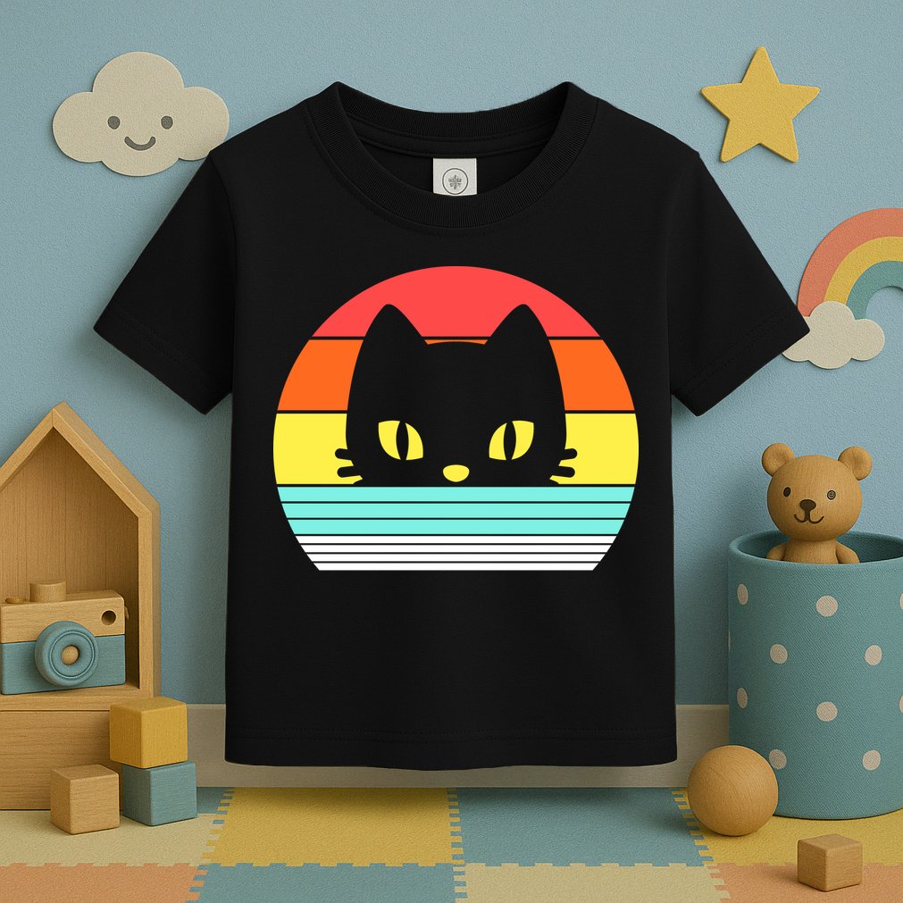Retro Sunset Cat Toddler T-Shirt