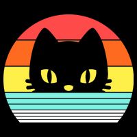 Retro Sunset Cat Cropped Pullover Crew