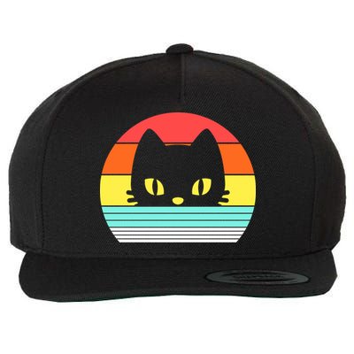 Retro Sunset Cat Wool Snapback Cap