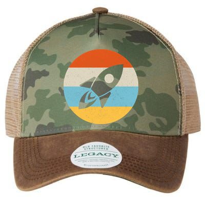 Retro Sunset Spaceship Legacy Tie Dye Trucker Hat