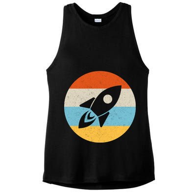 Retro Sunset Spaceship Ladies PosiCharge Tri-Blend Wicking Tank