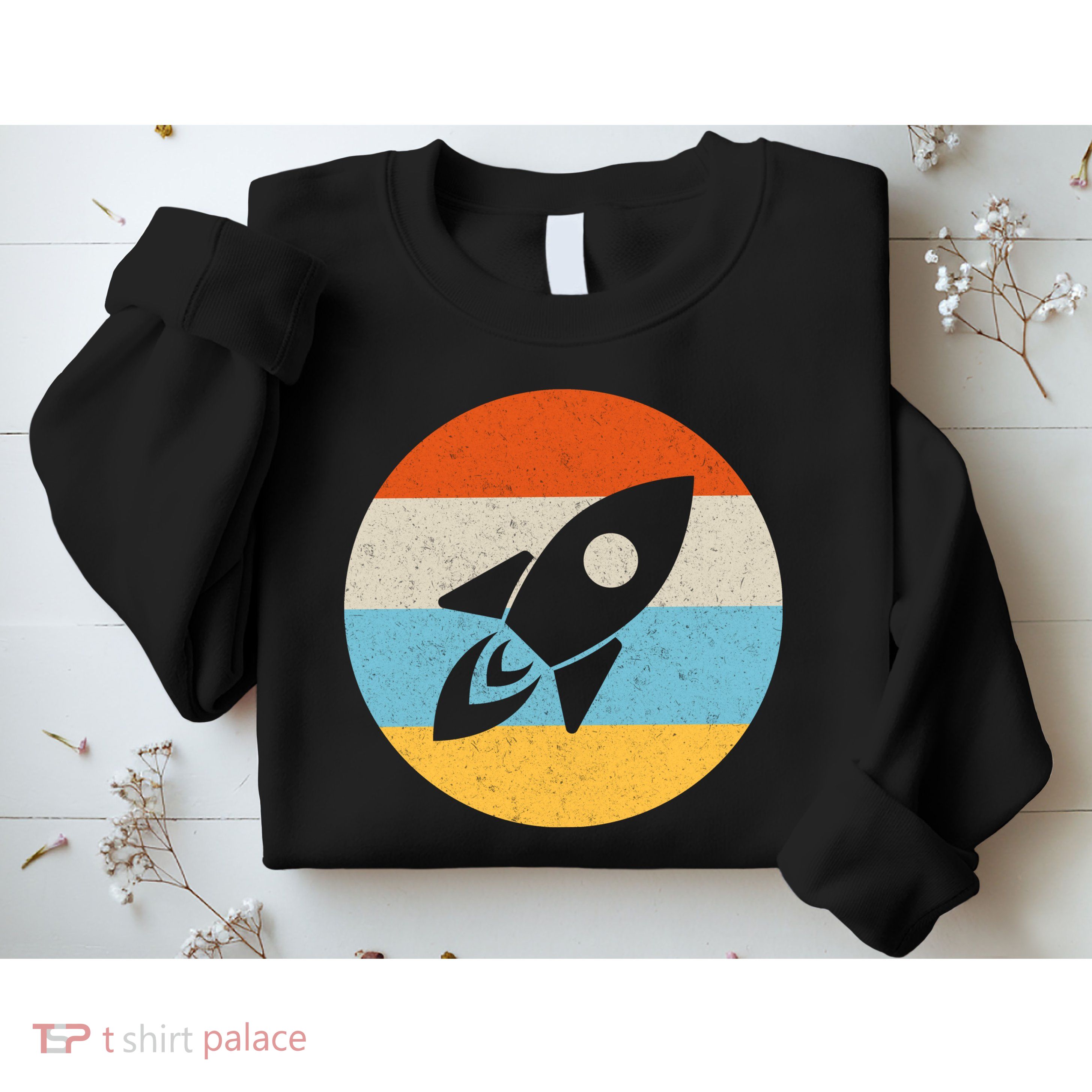 Retro Sunset Spaceship Sweatshirt