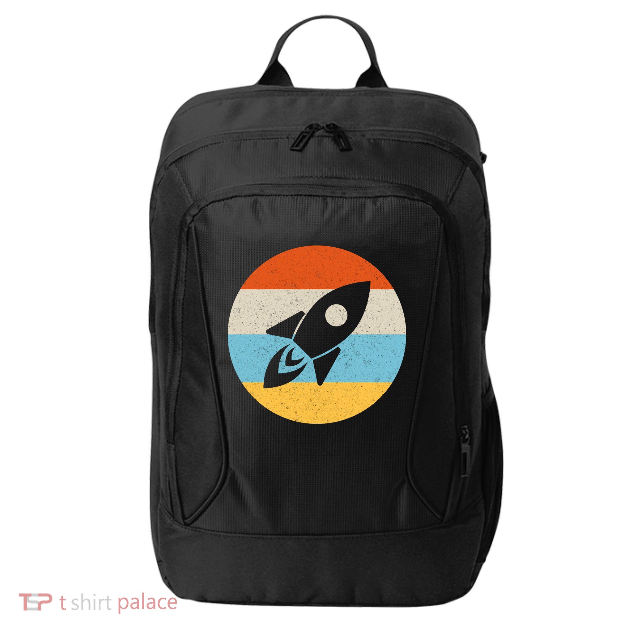 Retro Sunset Spaceship City Backpack