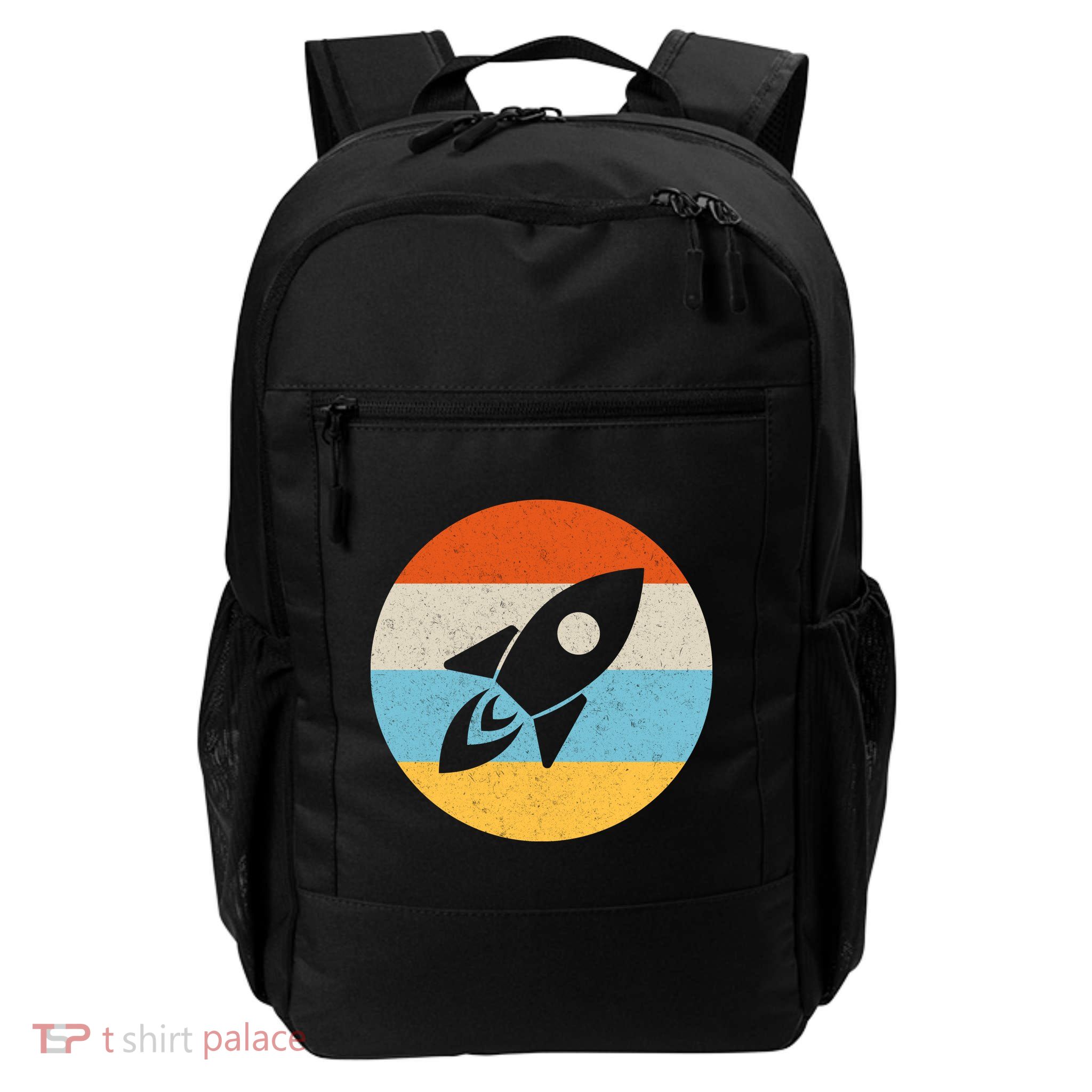 Retro Sunset Spaceship Daily Commute Backpack
