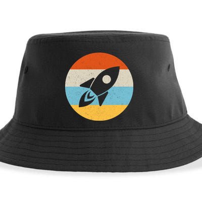 Retro Sunset Spaceship Sustainable Bucket Hat