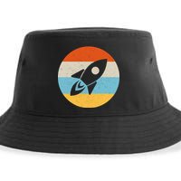 Retro Sunset Spaceship Sustainable Bucket Hat