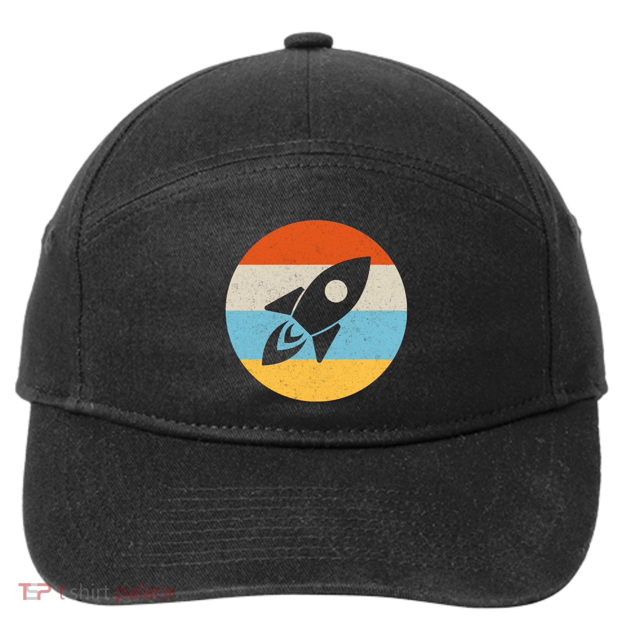Retro Sunset Spaceship 7-Panel Snapback Hat