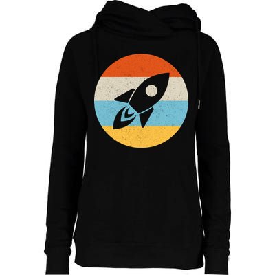 Retro Sunset Spaceship Womens Funnel Neck Pullover Hood