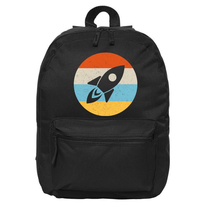Retro Sunset Spaceship 16 in Basic Backpack