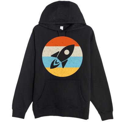 Retro Sunset Spaceship Premium Pullover Hoodie