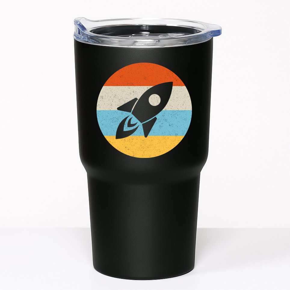Retro Sunset Spaceship Tumbler