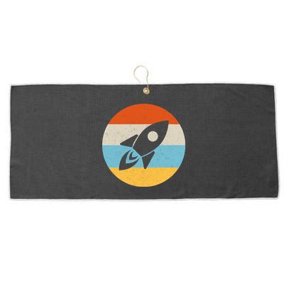 Retro Sunset Spaceship Large Microfiber Waffle Golf Towel