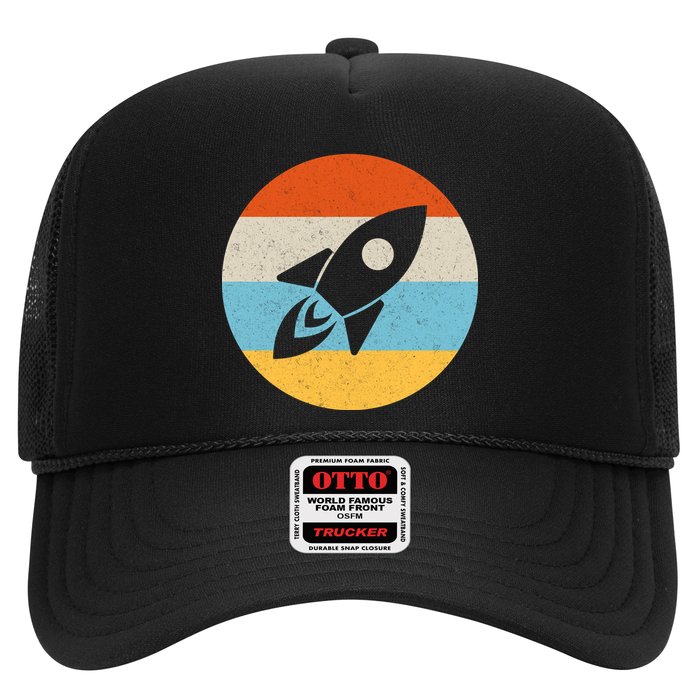 Retro Sunset Spaceship Trucker Hat