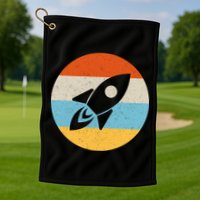 Retro Sunset Spaceship Golf Towel