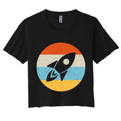 Retro Sunset Spaceship Crop Top