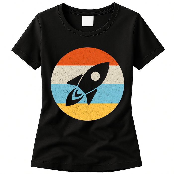 Retro Sunset Spaceship Womens T-Shirt
