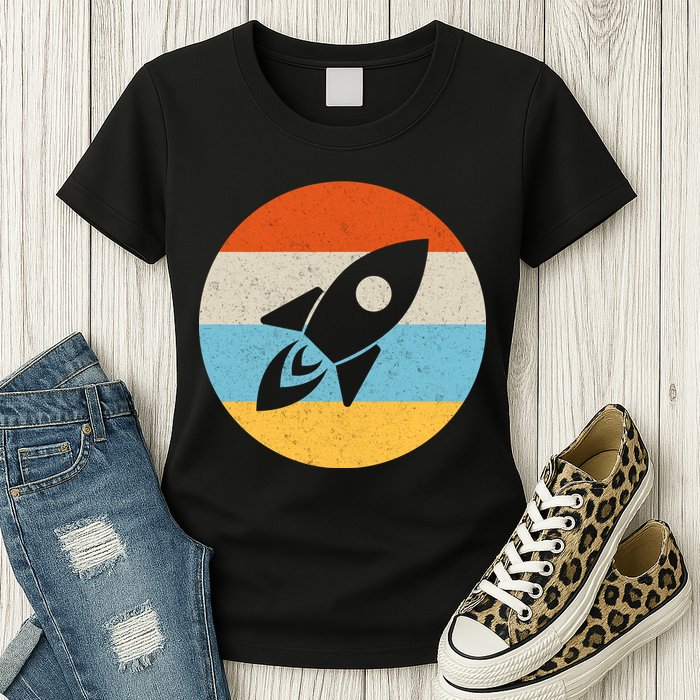 Retro Sunset Spaceship Womens T-Shirt