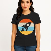 Retro Sunset Spaceship Womens T-Shirt