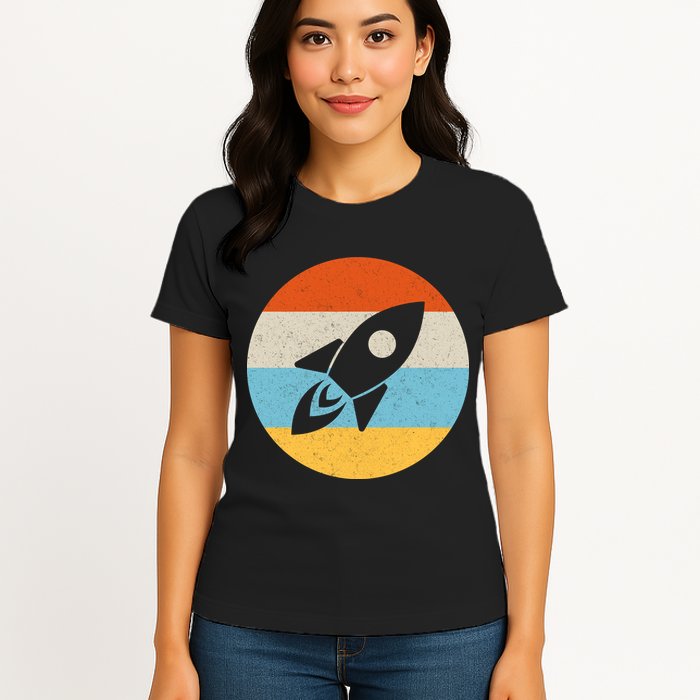 Retro Sunset Spaceship Womens T-Shirt