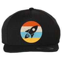 Retro Sunset Spaceship Wool Snapback Cap