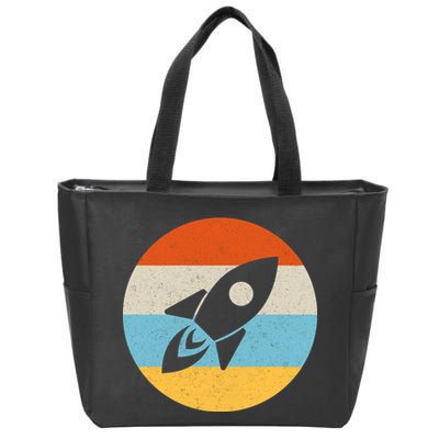 Retro Sunset Spaceship Zip Tote Bag