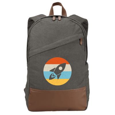 Retro Sunset Spaceship Cotton Canvas Backpack