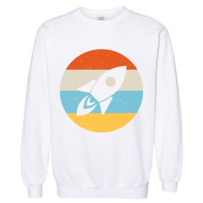 Retro Sunset Spaceship Garment-Dyed Sweatshirt