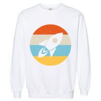 Retro Sunset Spaceship Garment-Dyed Sweatshirt